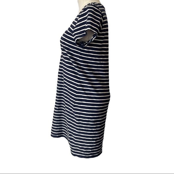 Gap navy  blue white shirt sleeved striped t-shirt dress - Picture 4 of 8